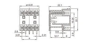 Derks YE230-350/381-2 * NP Connecteur de montage sur PCB de haute qualité 12A 2-24 pôles PCB Plug in Female Terminal Block,Terminal Header