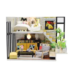 Adult wooden doll house diy miniature wood crafts houses