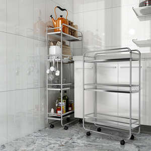 ชั้นสแตนเลส3 4ชั้นสำหรับจัดระเบียบในห้องครัวชั้นวางของในห้องน้ำอุปกรณ์เสริมชั้นเก็บของที่เก็บของในห้องครัว - Product Image 3