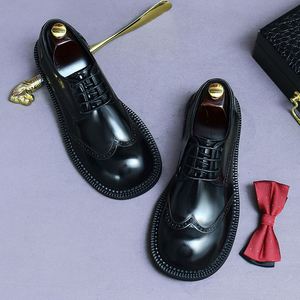 Chaussures Oxford décontractées pour hommes en cuir véritable faites à la main, de haute qualité, respirantes, pour mariage et soirée - Product Image 4