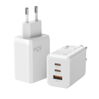 Cargador de Carga Rápida GaN con Enchufe KR PD65W 200-240V (Nuevo Estándar 2025) Carga Simultánea 2C1A para Teléfonos Inteligentes