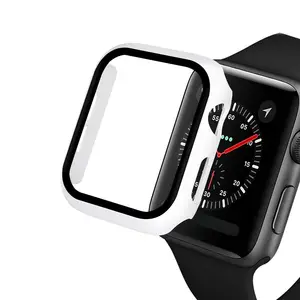 360 全保护器Apple Watch 2 3 4 5 例TPU PC屏幕钢化玻璃框架覆盖苹果表壳