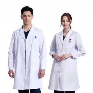 Uniforme blanc de médecin de l'hôpital Scrubs unisexe avec blouse de laboratoire imprimée à manches courtes et modèle OEM global de l'infirmière - Product Image 3
