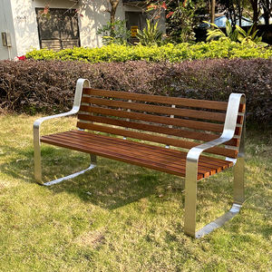 Banco para exteriores de nuevo diseño, asiento de acero inoxidable con marco de madera maciza, duradero para parques, plazas públicas, banco para niños, asiento de jardín - Product Image 2