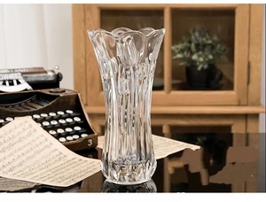 <span class=keywords><strong>Vase</strong></span> en verre cristal transparent pour fleurs, support de collection décoratif grand <span class=keywords><strong>vase</strong></span> durable en verre gaufré support de fleurs - Product Image 3
