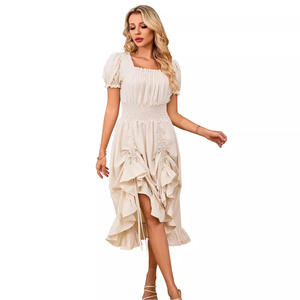 Vestido Medieval de Verano Estilo Renacentista Francés para Cosplay, Cuello Cuadrado, Manga Corta, Tejido Lavable, Talla Única, para Venta Transfronteriza en Amazon - Product Image 1