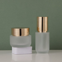 Ensemble de flacons pompe en verre transparent givré et de pots à couvercle doré de 40 ml, 60 ml, 100 ml, 120 ml et 50 g pour crème