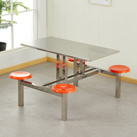 Table et chaises de salle à manger modernes carrées avec structure en acier inoxydable, 4/6/8 places, pour la maison, l'usine, les salles à manger scolaires