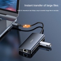 Adaptor Multiport USB, USB3.0 USB C ke 6 in 1 HUB USB C HUB-6 in 1 multifungsi mendukung semua Tipe C stasiun Dok Saluran