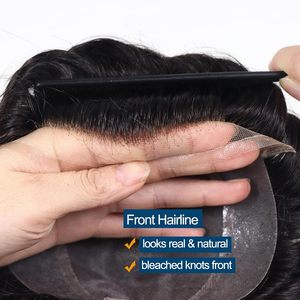 Toupee de alta calidad para hombres 100% Sistema de reemplazo de cierre de diseño derecho de cabello humano indio listo para enviar - Product Image 6