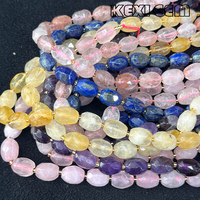 Perles de cristal naturel facettées en forme de baril, améthyste, lapis-lazuli, citrine, quartz, 12x15mm, perles de pierres précieuses facettées en vrac pour la fabrication de bijoux