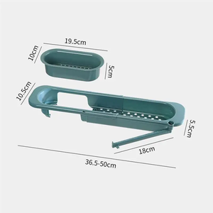 ตะกร้ากรองเศษอาหารแบบยืดหดได้ ชั้นวางอ่างล้างจานแบบยืดหดได้ ตะแกรงกรองเศษอาหาร ตะกร้ากรองเศษอาหาร ที่เก็บผ้าเช็ดจาน อุปกรณ์ครัว - Product Image 3