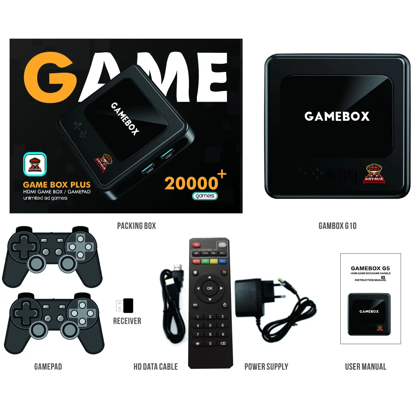 Consola de videojuegos retro G10 GAME BOX Sistema dual Reproductor de TV 4K HD Incorporado 16GB 50000 + Juegos 50 Emuladores para PSP/PS1/N64