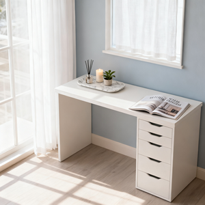 Tavolo da Trucco Moderno Bianco YIFAN Scrivania Lagkapten/Alex con Grande Spazio di Archiviazione e Molti Cassetti Utili - Product Image 5