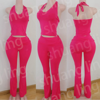 Vêtements d'été pour femmes Y2K, ensemble personnalisé de haut court à lacets et de leggings capri pour femmes, ensemble deux pièces