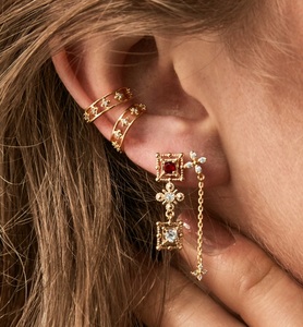 Boucles d'oreilles vintage pour femmes, bijoux en plaqué or, style palais, classique, mode, pendentifs - Product Image 2