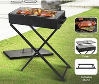 Barbecue au charbon de bois en forme de X sur chariot, durable, moderne, pour intérieur et extérieur, avec option propane haute pression 1