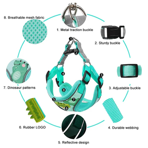 Harnais et laisse pour petits chiens, gilet harnais pour <span class=keywords><strong>chien</strong></span> dessin animé, sangle de poitrine pour <span class=keywords><strong>bouledogue</strong></span> français, accessoires pour animaux de compagnie - Product Image 2