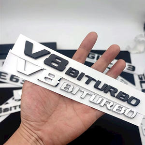 Emblema Auto 3D in ABS V8 V12 Biturbo Adesivo per Parafango per C63S E63 CLS63 Cromato Nero per <span class=keywords><strong>Mercedes</strong></span> <span class=keywords><strong>Benz</strong></span> - Product Image 4