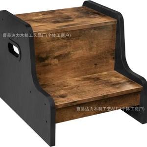 Taburete de madera para niños, taburete elevador de doble capa para inodoro con asa, para edades de 2 a 4 años - Product Image 1