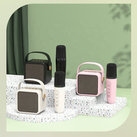 Haut-parleur Karaoké Portable avec Microphone Sans Fil, Son Stéréo HiFi, Design Rétro, Mini Enceinte Rechargeable pour Enfants, Chant, Voyage, Fête