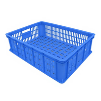 Panier de rangement en plastique bleu à design creux d'origine, panier à fruits ventilé, conteneur de déménagement, caisse à légumes