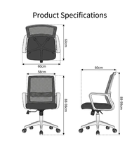 Chaise de bureau de luxe rembourrée en maille avec roulettes, pivotante, réglable en hauteur, structure en plastique, pour mobilier de salle à manger et usage commercial