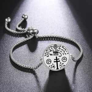 Pulsera de Acero Inoxidable con Grabado Láser, Amuleto Talismán San Cipriano Exterminador, Pulido Fino B357 - Product Image 3