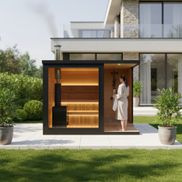 Sauna sec en bois moderne pour l'intérieur et l'extérieur avec douche intégrée, poêle à bois infrarouge, magnifique sauna extérieur – Fabricants