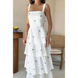 Robe décontractée lilas à nouer dans le dos, à bretelles spaghetti, coupe trapèze, taille naturelle, en tissu respirant - Product Image 3