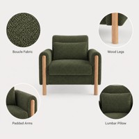 Fauteuil d'appoint moderne, siège individuel, 87*83*89cm, coussin moelleux, pieds en bois, chaise longue pour salon, chambre, bureau, coin