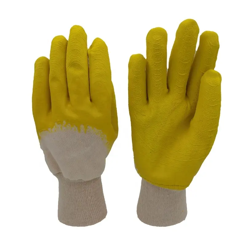 Yellow Nitrile 3/4 Coated Industrial Working Safety Gloves