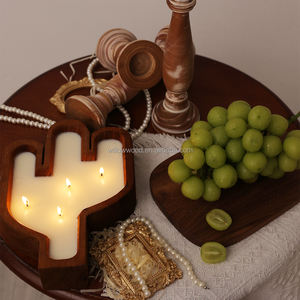 FORHER Maßgefertigte Holz-Kerzenschalen Runde Holz-Teigschalen Rustikale Dekorative Handgeschnitzte Holz-Teigschale zum Kerzenherstellung - Product Image 6