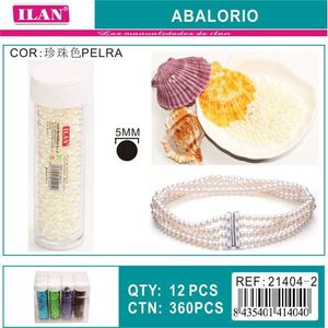 Perline ILAN Abalorio 5mm colore perla per la creazione di gioielli, 12 pezzi per tubo - Product Image 3