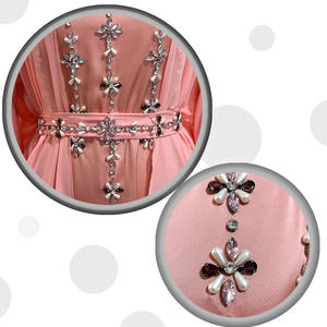 Robes de soirée Abaya de luxe avec broderie de perles vente en gros de poudre de corail deux ensembles de <span class=keywords><strong>robe</strong></span> musulmane du Moyen-Orient pour gros travailleurs - Product Image 5