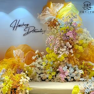 ดอกไม้ประดิษฐ์รูปโค้งสีเหลือง ผ้าไหม PU สำหรับตกแต่งงานแต่งงาน DIY รุ่น SC 09 - Product Image 1