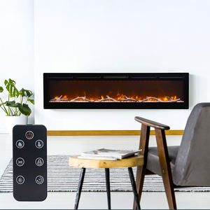 Cheminées électriques encastrées murales en métal de haute qualité, avec flamme décorative intégrée, LED, 30, 36, 42, 50, 60, 72 pouces, pour hôtel - Product Image 1