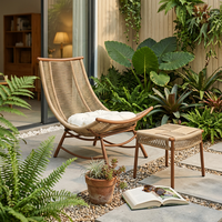 Fauteuil à bascule moderne Meiqi avec repose-pieds, structure en acier carbone résistant aux intempéries, durable, portable, écologique, pour salon et chambre