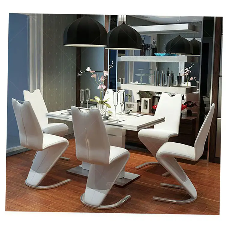 Conjunto de mesa de comedor moderna europea, 4 sillas, muebles de lujo para habitación al aire libre, juegos de mesa de comedor únicos