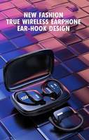 Écouteurs sans fil de haute qualité T17 crochets d'oreille avec microphone affichage LED écouteurs sans fil TWS pour téléphone intelligent