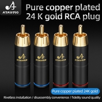 ATAUDIO HIFI Connecteurs RCA mâles en cuivre pur plaqué or pour câble audio RCA, amplificateur de haut-parleur, câble de signal