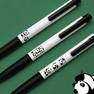 RTS KACO K7 Panda 3 Buah Pena Tinta Gel 0.5Mm Titik Halus Pena Warna Hitam dengan Logo Set Pena Tinta