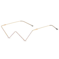 Monture de lunettes tendance pour femme, sans verres, en forme de W, ornée de strass brillants, or et argent, pour soirée, demi-monture métallique – Nouveauté très prisée