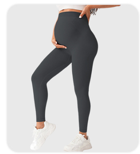 Pantalon de yoga de maternité slim taille haute sans couture, leggings de maternité noirs moulants pour femmes enceintes - Product Image 5