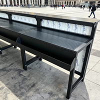 Station de bar portable pliable en fer avec rail rapide noir DIY pour les dîners et événements intérieurs et extérieurs