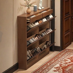 Scarpiera Moderna Ultra Sottile in Legno Massello con Apertura a Ribalta, Mobile Contenitore per Scarpe da Ingresso, Stile Salvaspazio per Piccoli Ambienti, Scarpiera Semplice per Uso Domestico - Product Image 2