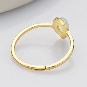 Anillo Ajustable de Plata 925 con Amazonita Natural Marquise, Anillo de Cristal Chapado en Oro de 18k con Aguamarina - Product Image 4
