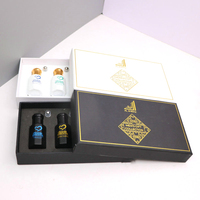 Boîte de parfum en carton noir de haute qualité avec revêtement en éponge de logo d'estampage en or chaud laminage mat et gaufrage manipulé