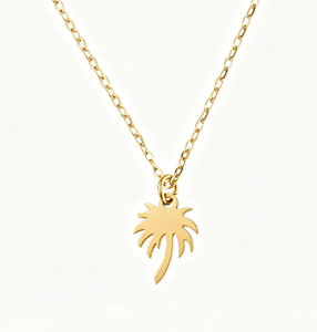 Collar de Acero Inoxidable con Diseño de Palmera, Moderno y Minimalista, Resistente al Agua, Ideal para Vacaciones en <span class=keywords><strong>la</strong></span> Playa - Product Image 3