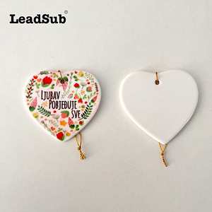 Venta caliente Árbol de Navidad Decoración Colgante Sublimación Adorno de cerámica en blanco Fabricación de adornos blancos - Product Image 4